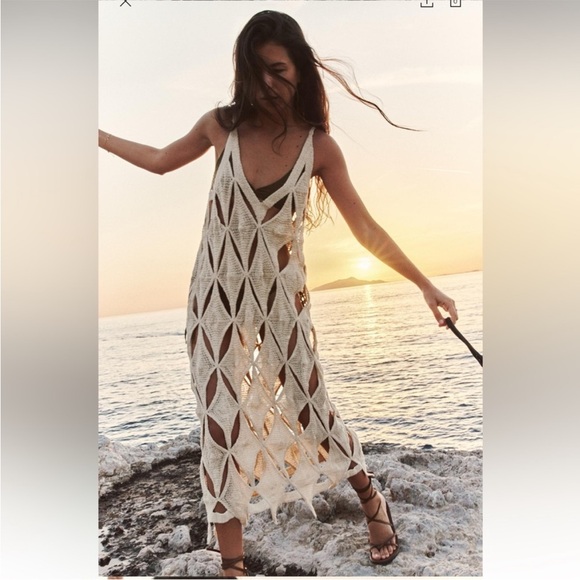 zara crochet beach dress | Dresses | Zara Beige Coverup Solid Dresses Watch: Janhvi Kapoor stuns Color:Chianti